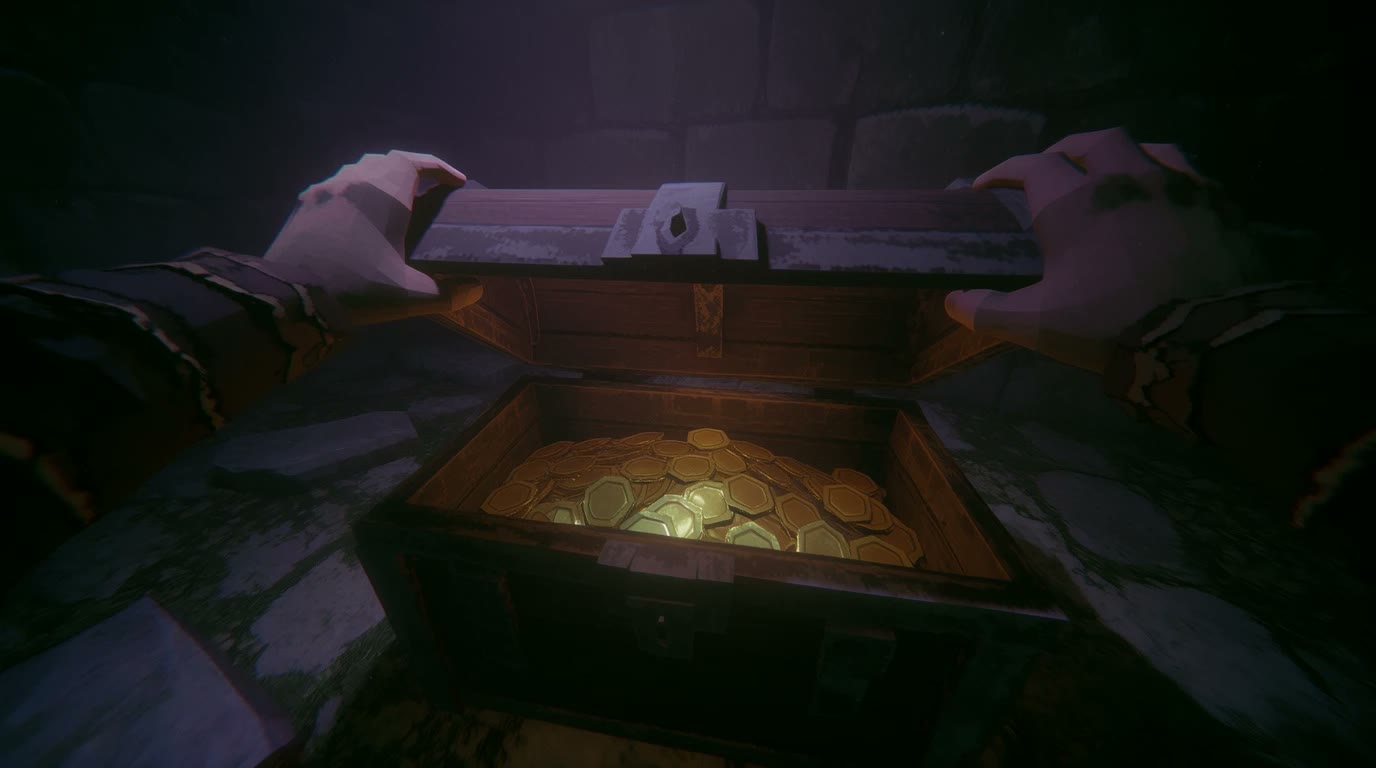 OBELISK: opening a chest full of gold coins
